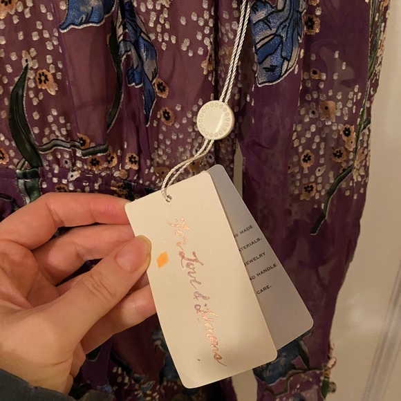 NWT For Love And Lemons Purple Floral Cleo Dress sz XS - Picture 8 of 12